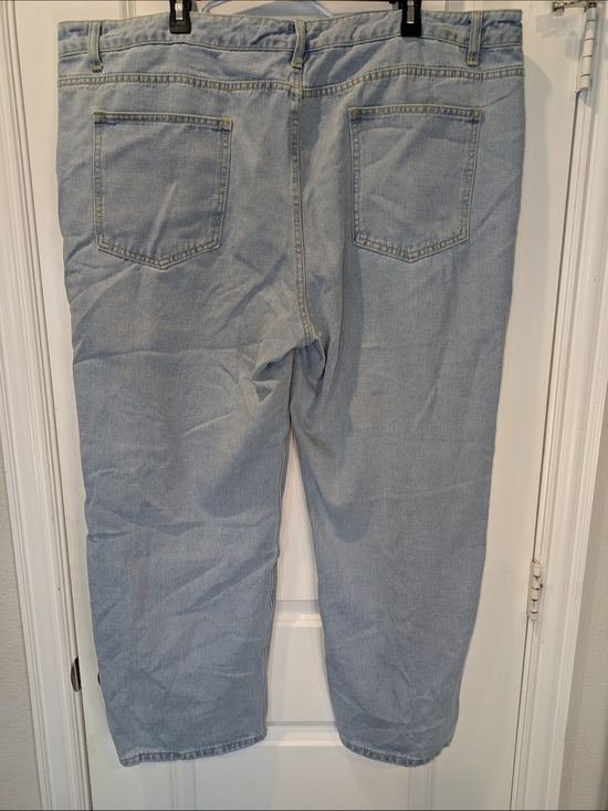 Manfinity 3XL Embroidered Floral Jeans Light Wash Wide Leg Cottagecore Plus Size - Picture 2 of 9